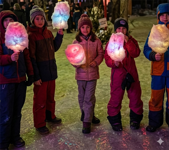 Zuckerwatte mit Leuchtstäben